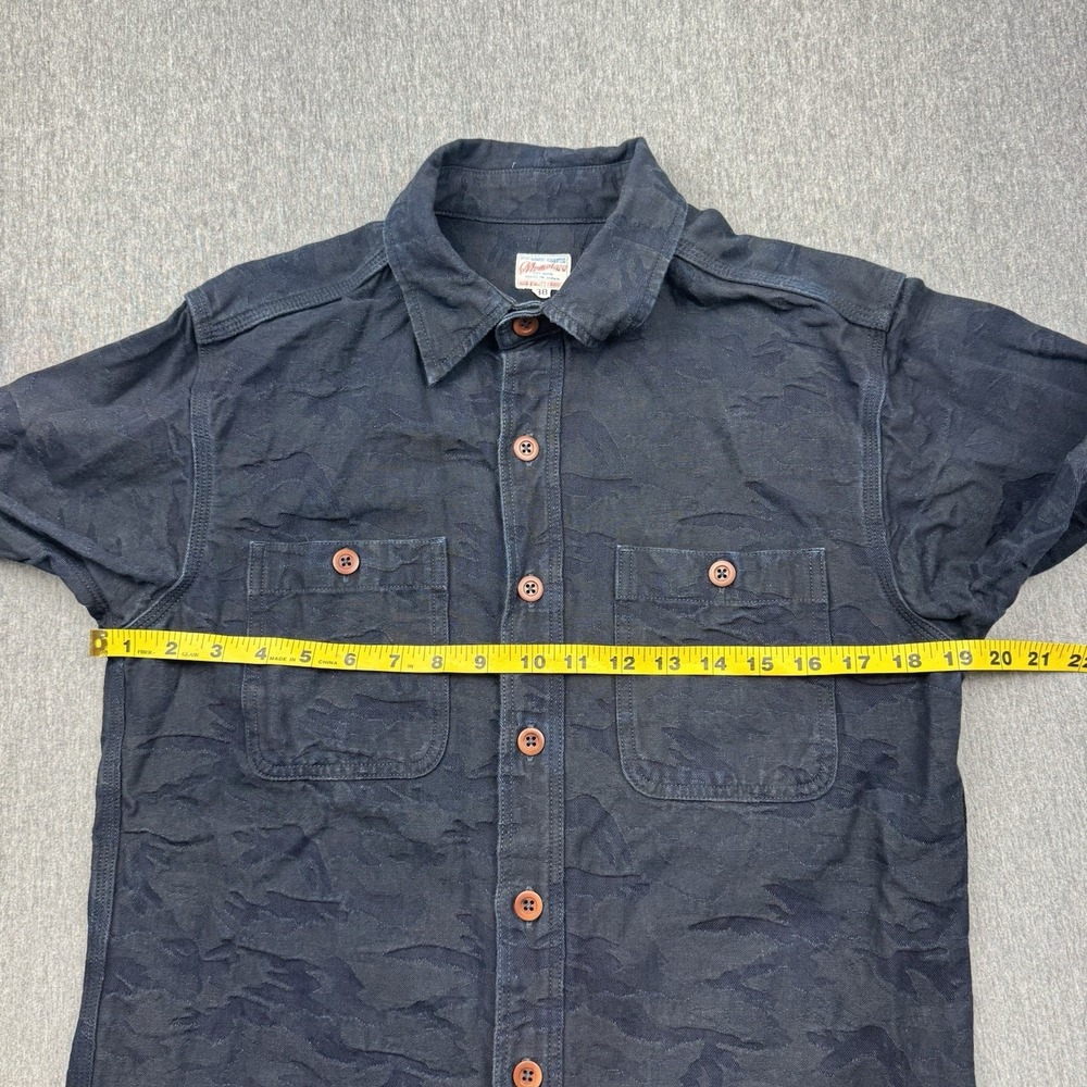 Momotaro Indigo Tonal Camouflage Jacquard Button-Down Shirt Sz 38 Blue Japan - Picture 4 of 14
